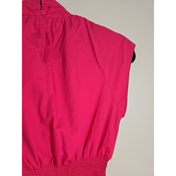 ZARA Fuchsia Pink Bow Poplin Top XS Sleeveless Statement Blouse Fitted Chic - Picture 11 of 11